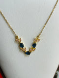 House of Meira Sapphire Bloom Necklace for Women | 316 Stainless Steel | 18K Gold Plated | Blue & Pink Crystal Pendant Necklace | Anti-Tarnish | Elegant Everyday Jewellery