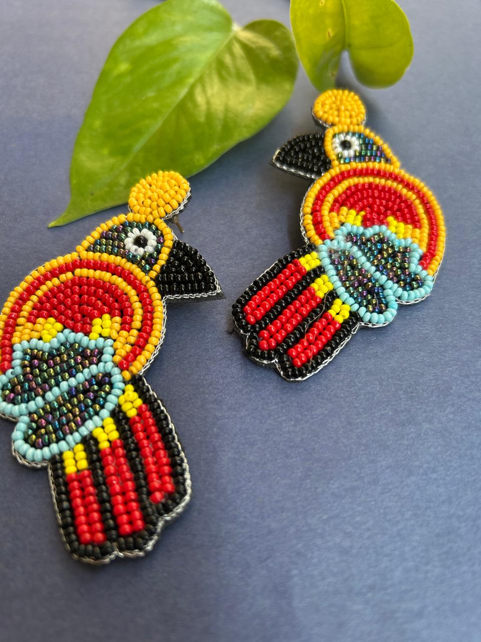 Crimson Feather Artisan Earrings