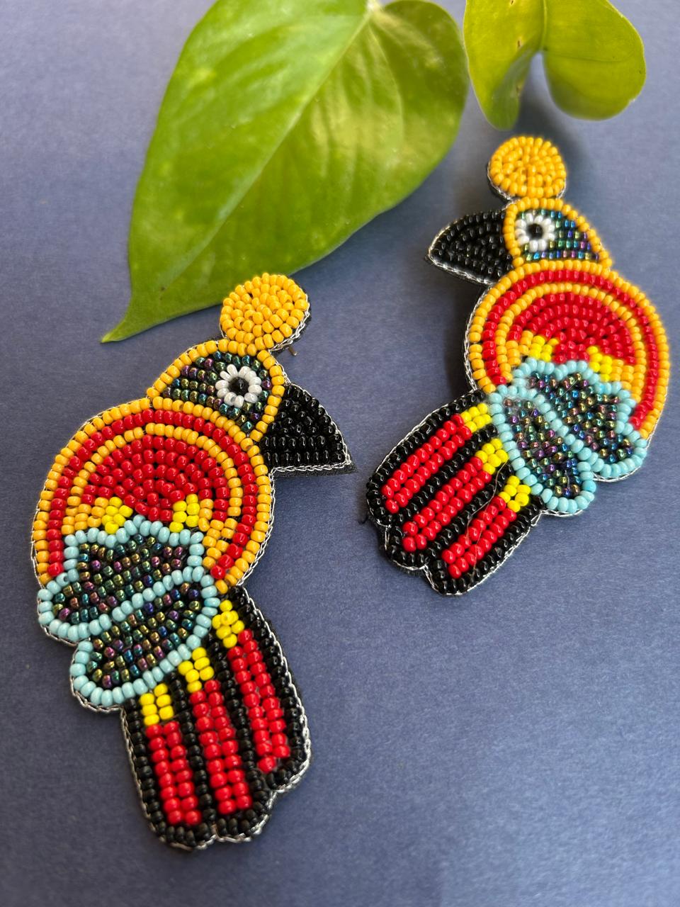 Crimson Feather Artisan Earrings