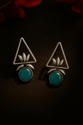 Geometric Lotus Blue Statement Earrings