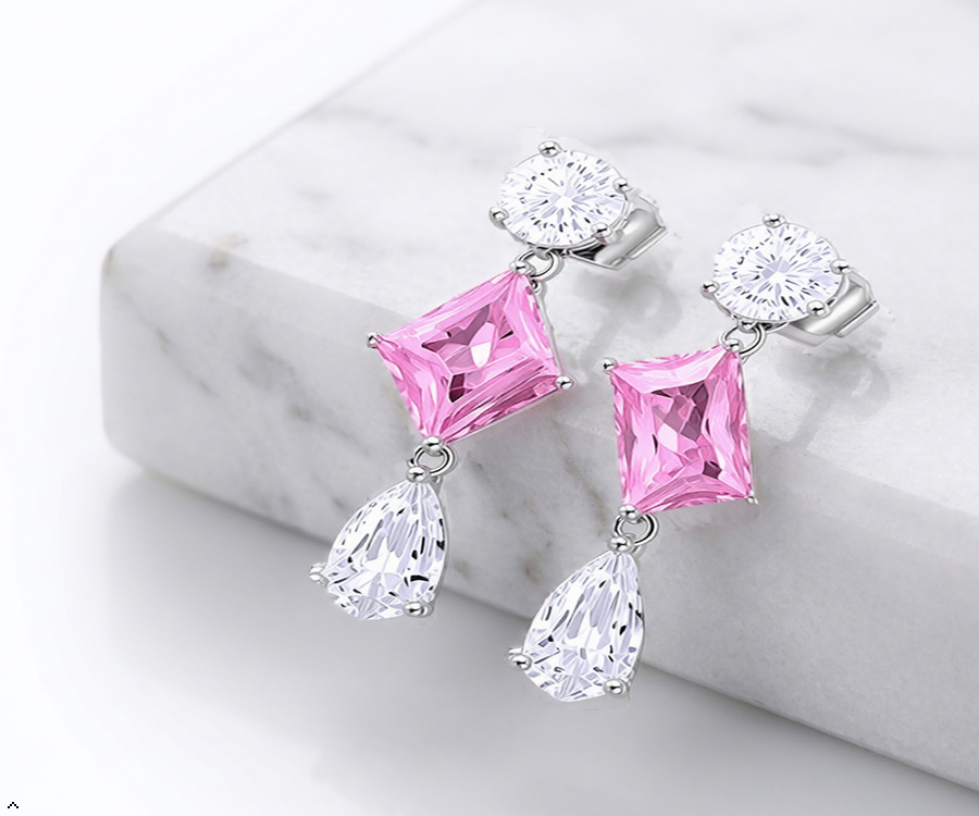 Blush Crystal Drop Earrings – Anti-Tarnish Statement Earrings