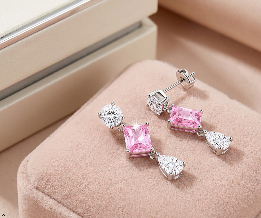 Blush Crystal Drop Earrings – Anti-Tarnish Statement Earrings