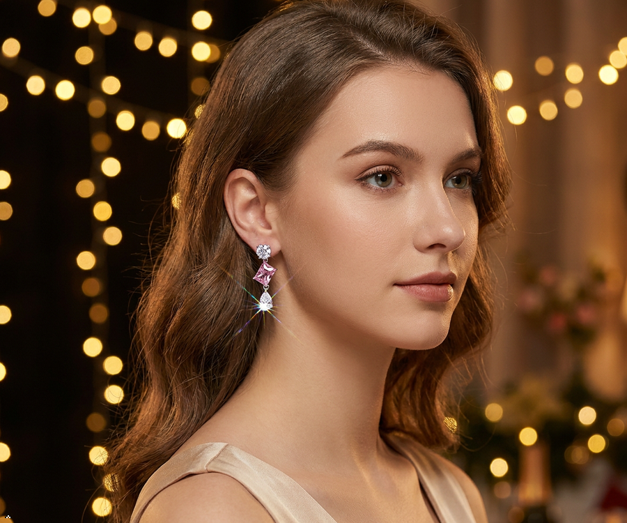 Blush Crystal Drop Earrings – Anti-Tarnish Statement Earrings