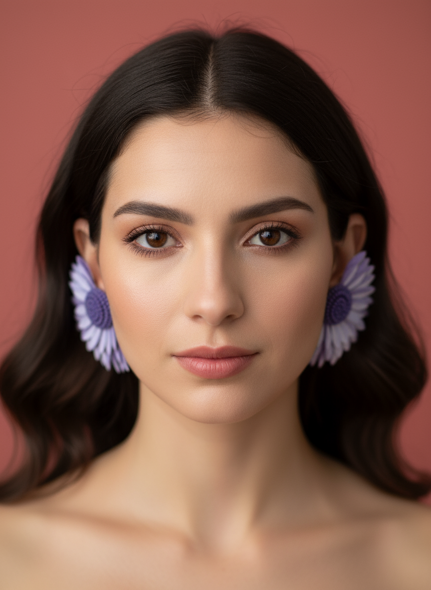 Lavender Daisy Statement Earrings
