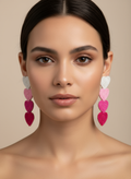 Beaded Gradient Heart Statement Earrings