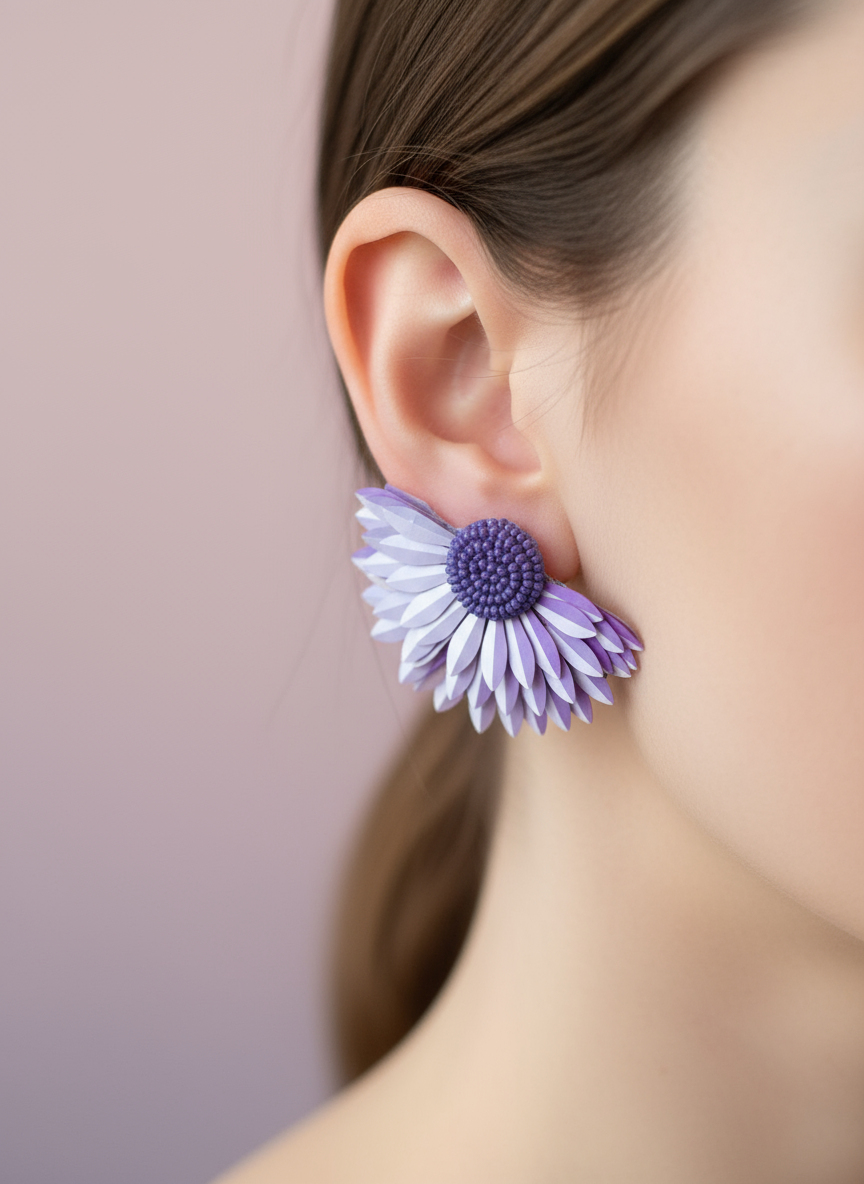 Lavender Daisy Statement Earrings