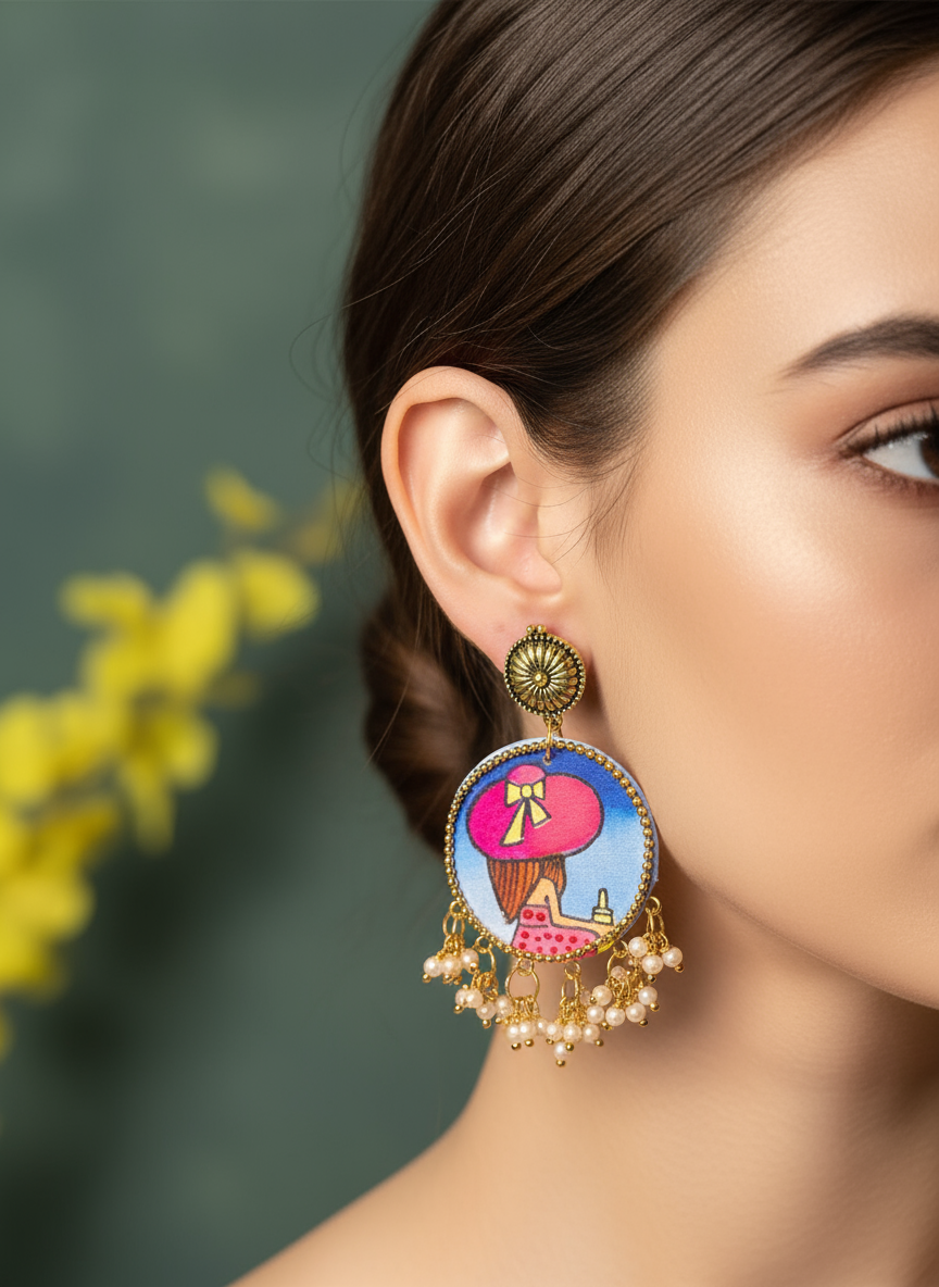 Elegant Artistic Hand-Painted Statement Earrings