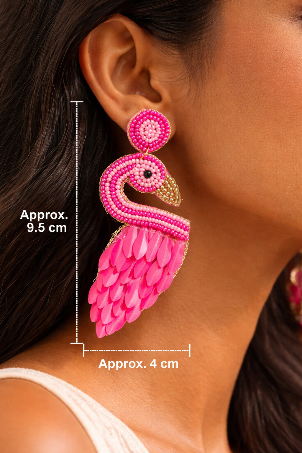 Pink Flamingo Beaded Earrings