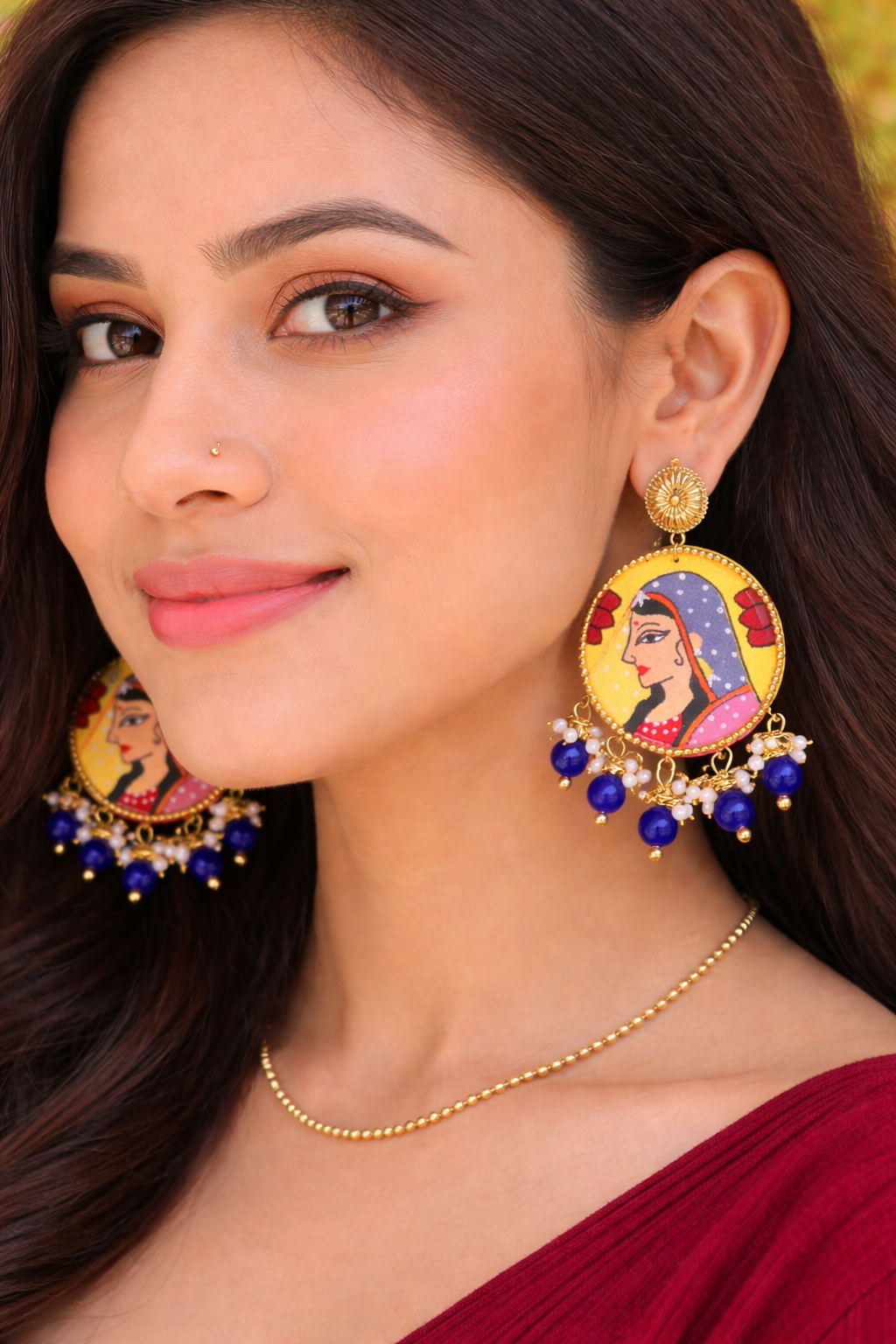 Rajasthani Miniature Art Chandbali Earrings