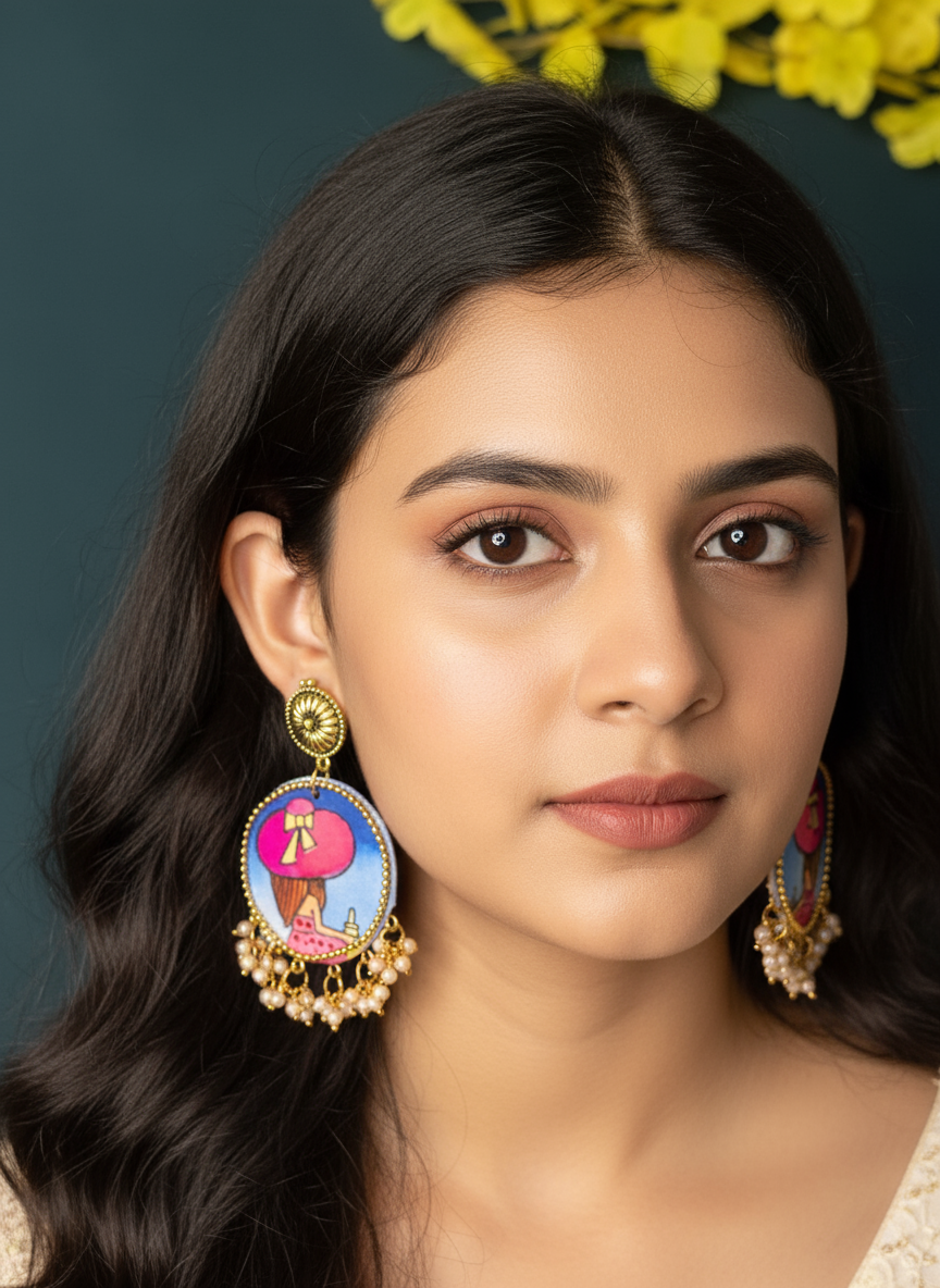 Elegant Artistic Hand-Painted Statement Earrings