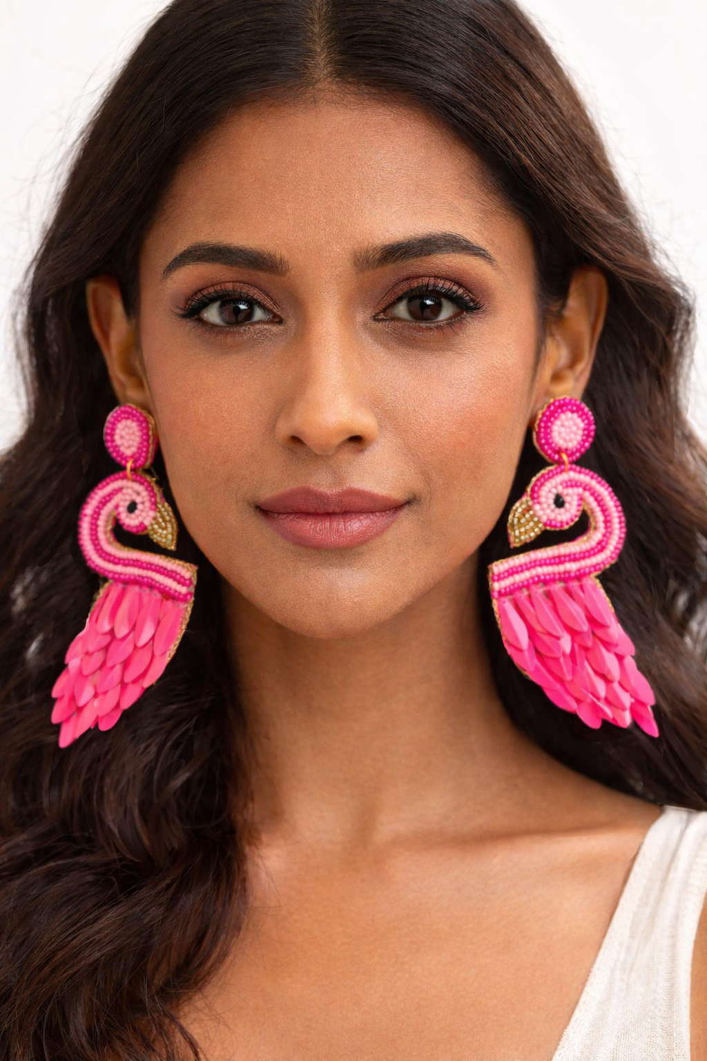 Pink Flamingo Beaded Earrings
