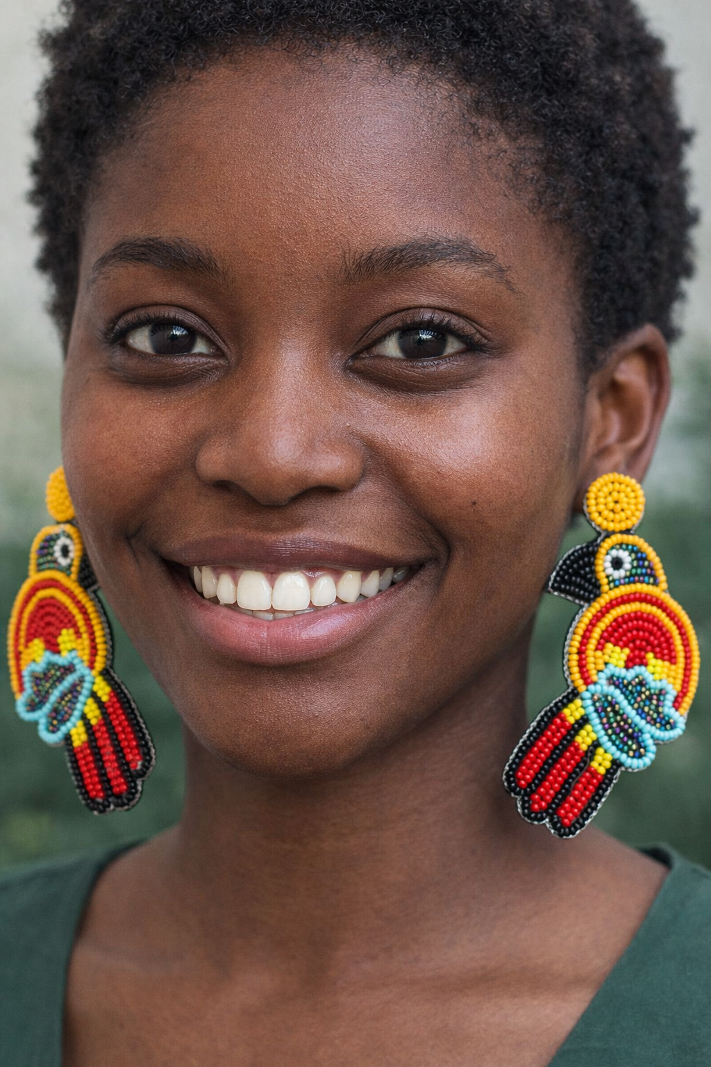 Crimson Feather Artisan Earrings