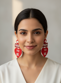 Mom-To-Be Beaded Statement Earrings (Red)