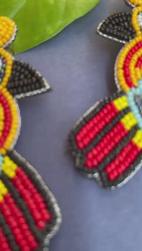 Crimson Feather Artisan Earrings