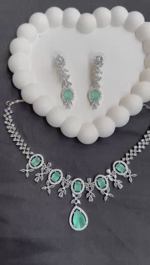 Emerald Blossom Statement Necklace Set
