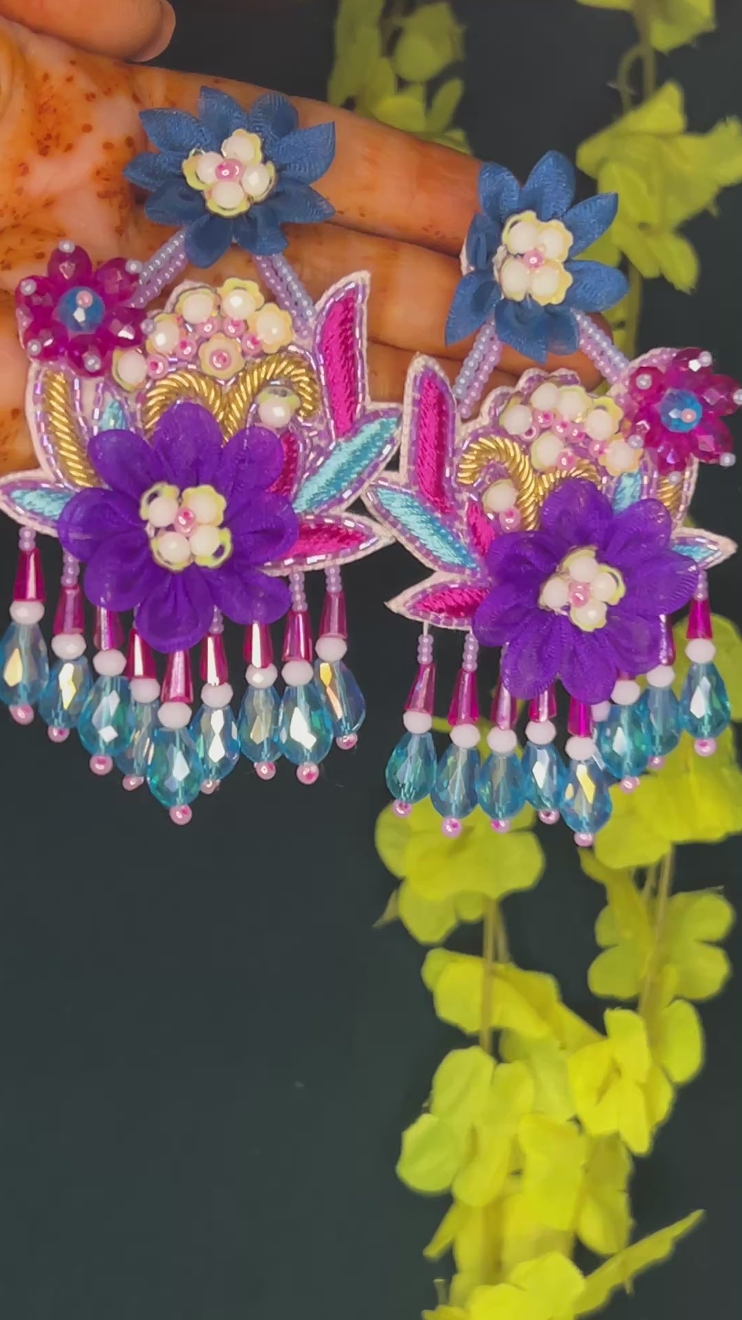 Vibrant Garden Embroidered Drop Earring