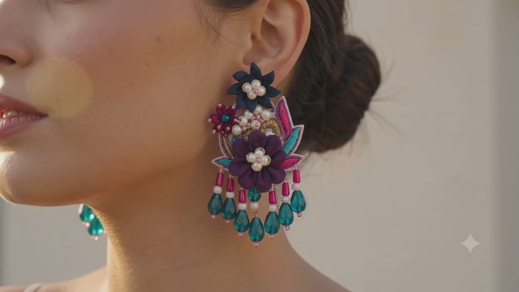 Designer handcrafted festive statement earrings