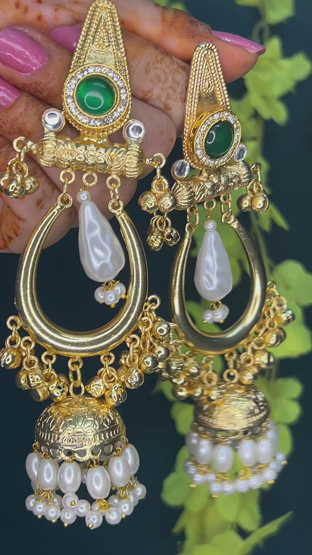 Emerald Mughal Dangler Jhumka Earrings