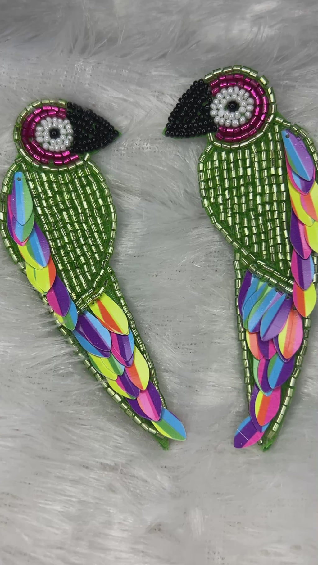 Beaded Parrot Statement Earrings