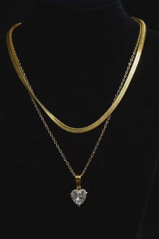 House of Meira Gold Layered Heart Pendant Necklace for Women