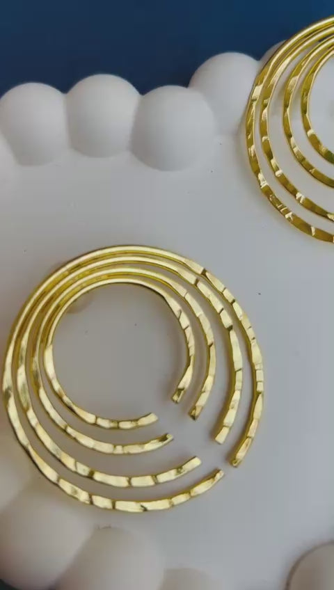 Golden Orbit Spiral Stud Earrings