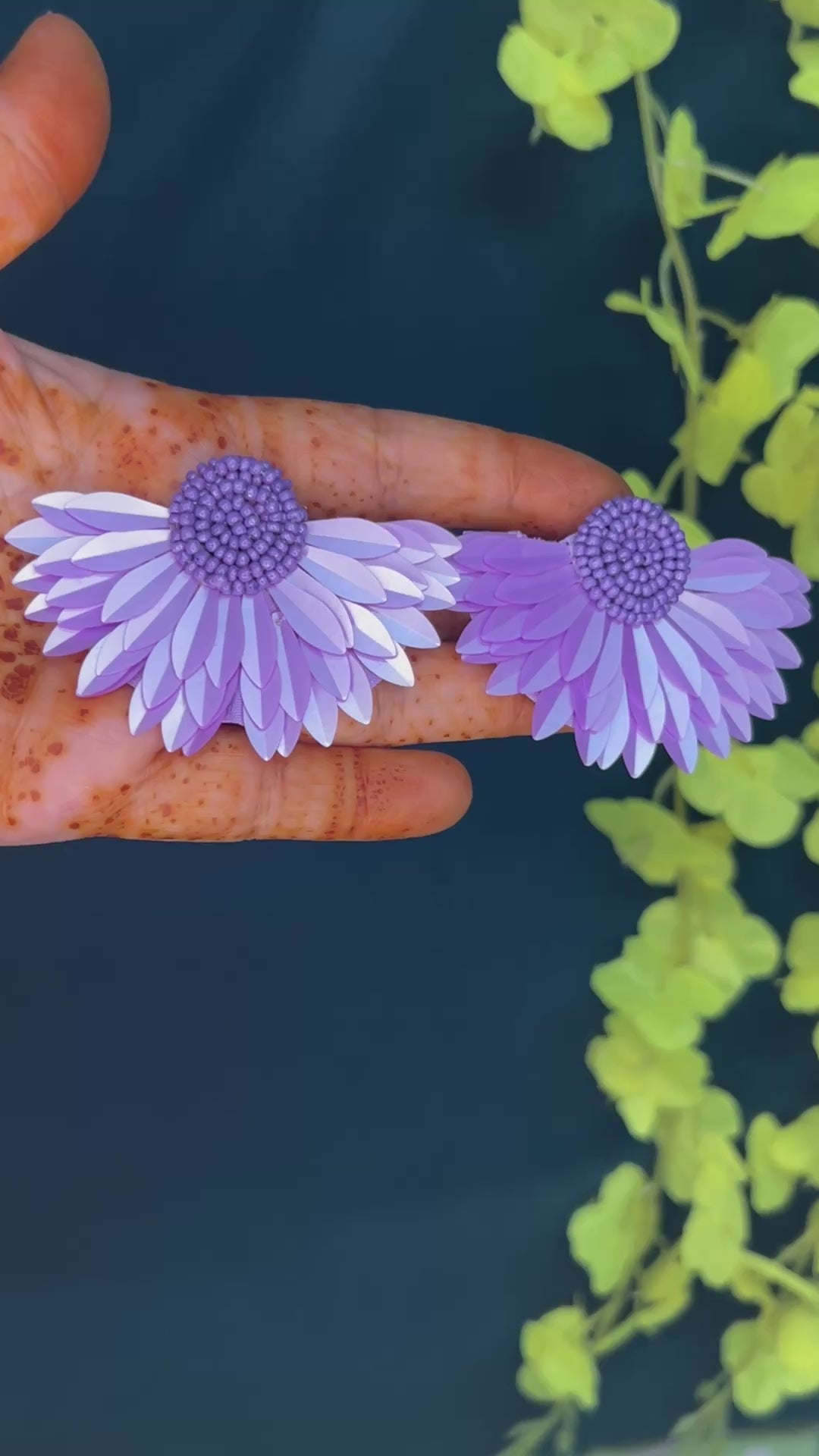 Lavender Daisy Statement Earrings