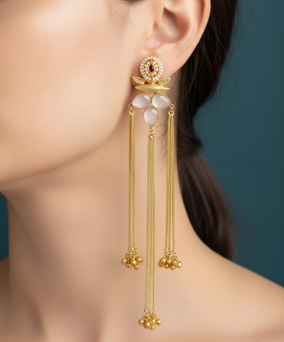 Royal Pearl Drop Shoulder Duster Earrings