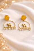 Camel Pearl Drop Earrings
